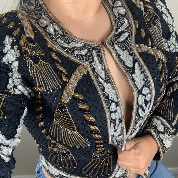 Vintage Retro Silk Embellished Jacket - Picture 4 of 8